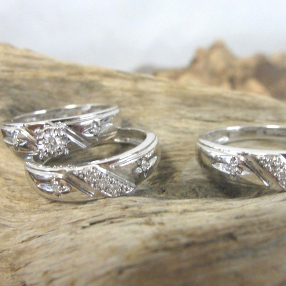 Dazzlingrock Jewelry - 10k diamond 3 ring his/hers wedding set size 7&10
